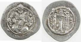 SASANIAN KINGDOM: Zamasp, 497-499, AR drachm (4.12g), AY (Susa), year 1, G-181, his son handing diadem to his father, diadem without ribbons, VF to EF...
