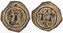 SASANIAN KINGDOM: Khusro I, 531-579, AE pashiz (1.09g), MM, year 4, standard design, blundered mint name (not surprising on so small a coin), lovely p...