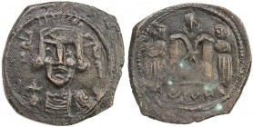 ARAB-BYZANTINE: Sicilian Constantine IV bust type, ca. 670+, AE fals (3.70g), NM, ND, A-3508, unread inscription on the obverse, formerly said to have...