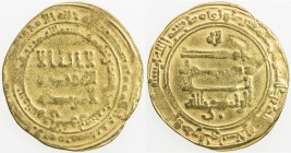 ABBASID: al-Radi, 934-940, AV dinar (5.03g), Suq al-Ahwaz, AH323, A-254.1, weak strike, especially on obverse, struck with broken reverse die, crude V...