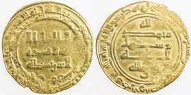 ABBASID: al-Radi, 934-940, AV dinar (4.40g), Suq al-Ahwaz, AH323, A-254.1, some weakness, Fine to VF.
Estimate: USD 180 - 240