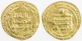 ABBASID: al-Radi, 934-940, AV dinar (3.45g), Tustar min al-Ahwaz, AH323, A-254.1, slightly wavy surfaces, VF.
Estimate: USD 180 - 220