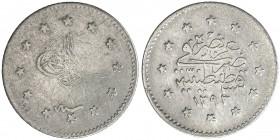 TURKEY: Murad V, 1876, AR kurush, Kostantiniye, AH1293 year 1, KM-710, Fine, R. 
Estimate: USD 100 - 130