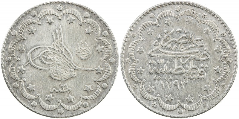 TURKEY: Abdul Aziz, 1861-1876, AR 5 kurush, Kostantiniye, AH1293 year 21, KM-737...