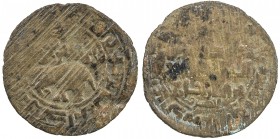 QARAKHANID: Muhammad b. Yusuf, 1030-1057, AE fals (3.93g), al-Shash, DM, A-3361A, probably Koch-741, Zeno-17360, with elephant, facing left, in the ob...