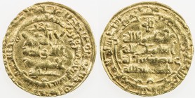 GHAZNAVID: Mas'ud I, 1030-1041, AV dinar (2.76g), Nishapur, AH424, A-1618, VF.
Estimate: USD 140 - 170