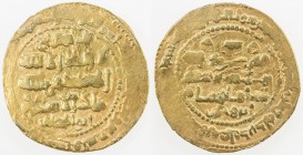 GHAZNAVID: Ibrahim, 1059-1099, AV dinar (4.74g) (Ghazna), AH491, A-1637.3, with the additional title Shahanshah, citing the caliph al-Mustazhir (AH487...