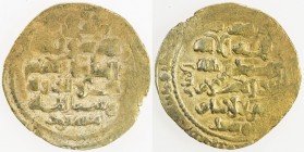 GHAZNAVID: Mas'ud III, 1099-1115, AV dinar (4.13g) (Ghazna), AH(492), A-1647, with titles sanâ al-milla malik al-islam zahir al-imam and (majd) al-daw...