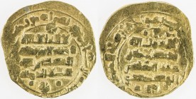 GHAZNAVID: Mas'ud III, 1099-1115, AV dinar (4.40g) (Ghazna), AH5(05), A-1647, with title ghiyath al-muslimin, decent strike with minimal weakness, EF....