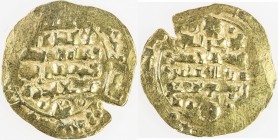 GHAZNAVID: Mas'ud III, 1099-1115, AV dinar (1.99g) (Ghazna), AH5(05), A-1647, with title ghiyath al-muslimin, nice strike for this type, unusually lig...