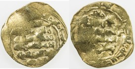 GHAZNAVID: Arslanshah, 1116-1117, AV dinar (3.43g) (Ghazna), AH5(10), A-V1650, without circle of annulets around the field on both sides, very weak st...
