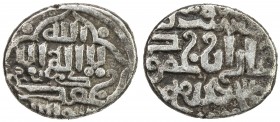 ILKHAN: Ghazan Mahmud, 1295-1304, AR ½ dirham (1.04g), Kirman, ND, A-2174, with simple pellets instead of the date formula in the reverse margin, unus...