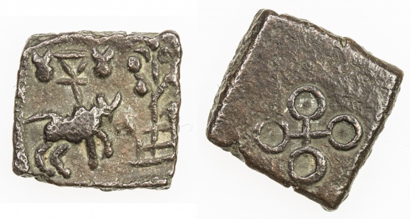 UJJAIN: Anonymous, 1st Century BC, AE square 17x15mm (3.52g), Pieper-340 (this p...