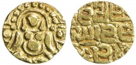 CHANDELLAS OF BUNDELKHAND: Sallakshana, ca. 1100, AV 1 1/8 masha (0.98g), De-137, seated goddess Lakshmi // three-line legend, lightly polished, VF.
...