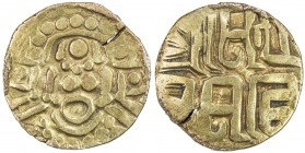 CHANDELLAS OF BUNDELKHAND: Paramardi, ca. 1169-1201, AV 4½ masha (3.98g), De-—, seated goddess Lakhsmi // two-line legend, bold VF, R. 
Estimate: USD...