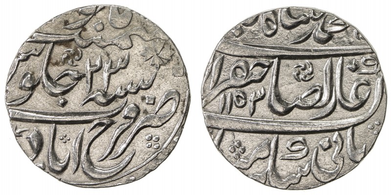 MUGHAL: Muhammad Shah, 1719-1748, AR rupee (11.27g), Farrukhabad, AH1153 year 23...