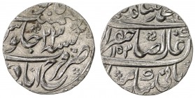 MUGHAL: Muhammad Shah, 1719-1748, AR rupee (11.27g), Farrukhabad, AH1153 year 23, A-437.3var, with li-sahib qiran ("for Sahib Qiran") instead of just ...