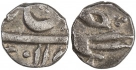 BENGAL PRESIDENCY: AR 1/16 rupee (0.71g), year 11, KM-80.2, Prid-126/7, East India Company issue in the name of Shah Alam II, VF to EF, R. 
Estimate:...