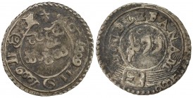 MADRAS PRESIDENCY: AR double fanam, ND (1808), KM-350, Stv. 3.256, Prid-185, East India Company issue, oblong buckle type, VF.
Estimate: USD 50 - 75