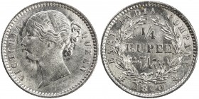 BRITISH INDIA: Victoria, Queen, 1837-1876, AR ¼ rupee, 1840(b&c), KM-454.2, S&W-3.52, W W on truncation, plain '4' in date, AU.
Estimate: USD 100 - 1...
