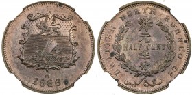 BRITISH NORTH BORNEO: Victoria, 1881-1901, AE ½ cent, 1886-H, KM-1, British North Borneo Company issue, Heaton mint specimen issue, NGC graded Specime...