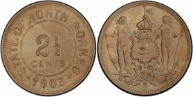 BRITISH NORTH BORNEO: 2½ cents, 1903-H, KM-4, PCGS graded MS63.
Estimate: USD 100 - 150