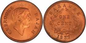 SARAWAK: Charles V. Brooke, 1917-1946, AE cent, 1937-H, KM-14, PCGS graded MS64 RD.
Estimate: USD 75 - 100