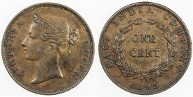 STRAITS SETTLEMENTS: Victoria, 1837-1901, AE cent, 1845, KM-3, East India Company issue, EF. In 1830, the Straits Settlements became a residency, or s...