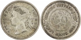 STRAITS SETTLEMENTS: Victoria, 1837-1901, AR 50 cents, 1888, KM-13, VF.
Estimate: USD 100 - 150