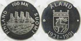 FINLAND: Republic, AR 100 markkaa, 1991, KM-70, 70th Anniversary of Autonomy of Åland - sailing ship at sea, NGC graded PF67 UC.
Estimate: USD 75 - 1...