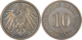 GERMANY: Wilhelm II, 1888-1918, 10 pfennig, 1908-A, KM-12, Jaeger 13, lightly toned with contrast between fields and devices, PCGS graded Proof 66.
E...