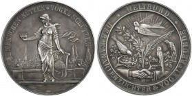 GERMANY: AR medal (65.12g), 60mm, large silver Medal of the World Federation of Canary Breeders and Bird Friends, MENSCHEN NÜTZEN / VÖGEL SCHÜTZEN, ar...
