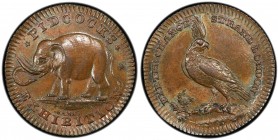 GREAT BRITAIN: AE farthing token, ND, DH-1067, Middlesex [City of London], Strand, Gilbert Pidcock, PIDCOCKS EXHIBITION above and below elephant stand...