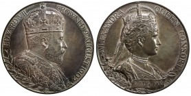 GREAT BRITAIN: Edward VII, 1901-1910, AR medal (85.52g), 1902, Eimer 1871a, BHM 3737, 56mm official silver medal for the Coronation of Edward VII by G...