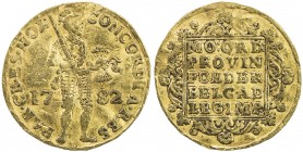 HOLLAND: AV ducat (3.40g), 1782, KM-12.3, AGW 0.1106, slightly wavy flan, some damage, probably from mount removal, VF.
Estimate: USD 165 - 185