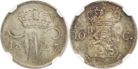 NETHERLANDS: Willem I, 1815-1840, AR 10 cent, 1827(u), KM-53, appealing golden toning, NGC graded MS66.
Estimate: USD 120 - 160