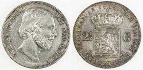 NETHERLANDS: Willem III, 1849-1890, AR 2½ gulden, 1859, KM-82, light surface hairlines, lustrous fields, AU.
Estimate: USD 100 - 150