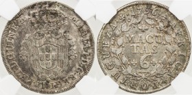 ANGOLA: Maria I, 1786-1799, AR 6 macutas, 1796, KM-33, NGC graded EF Details (cleaned).
Estimate: USD 150 - 190