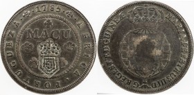 ANGOLA: Maria II, 1834-1853, AE 2 macutas, ND [1837], KM-51.2, revaluation arms countermark on 1785 Angola macuta (KM-20), NGC graded VF35 BN, C/S: AU...