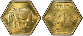 BELGIAN CONGO: Léopold III, 1934-1950, 2 francs, 1943, KM-25, Y-24, struck at the US Mint in Philadelphia, elephant left, PCGS graded MS64, ex Jerry D...