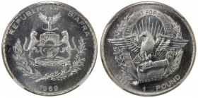 BIAFRA: Republic, AR pound, 1969, KM-6, coin alignment, PCGS graded MS64.
Estimate: USD 100 - 150