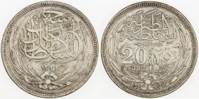 EGYPT: Hussein Kamil, 1914-1917, AR 20 qirsh, 1916/AH1335, KM-321, with inner ring before beads, EF.
Estimate: USD 75 - 100