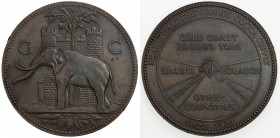 GOLD COAST: AE medal (49.22g), 1920-1921, Vice FT 11, 51mm unsigned bronze advertising medal for Cocoa by Wright & Son, Edgware, England, elephant sta...