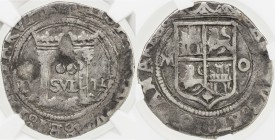 MEXICO: Carlos and Johanna, 1516-1556, AR 2 reales (6.65g), ND [1542-55]-Mo, KM-12, Calicó 121, Nesmith 110, assayer O (Mo-O), reverse double-struck, ...