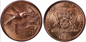TRINIDAD & TOBAGO: Republic, AE cent, 1983, KM-29, full red luster, PCGS graded Specimen 66RD, RR, ex King's Norton Mint Collection. 
Estimate: USD 7...