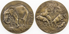 UNITED STATES:AE medal (172.6g), 1943, Unc, 73mm bronze medal for the Society of Medalists, "Water Hole" by Anna Hyatt Huntington for Medallic Art Co....