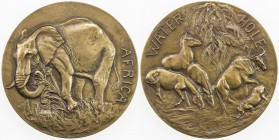UNITED STATES:AR medal (172.6g), 1943, Unc, 73mm bronze medal for the Society of Medalists "Water Hole" by Anna Hyatt Huntington for Medallic Art Co.,...