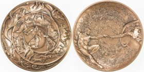 UNITED STATES:AE medal, 1990, Choice Unc, 102mm bronze medal, "Creation" for the Society of Medalists by Marcel Jovine for Medallic Art Co., number 12...