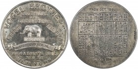 UNITED STATES:AR token (13.33g), 1893, Rulau-NyK 154, EF, small elephant standing left with TRADE MARK on pedestal below with banner below engraved J....