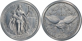 NEW CALEDONIA: 1 franc, 1949, KM-PE2, piedfort (piéfort) essai in aluminum, mintage of only 104 pieces, PCGS graded Specimen 63, R. 
Estimate: USD 12...